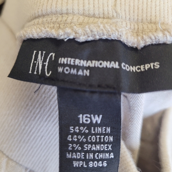 INC International Concepts Linen Blend Wide Legged Elastic Waist Pants Size 16W - Picture 4 of 5